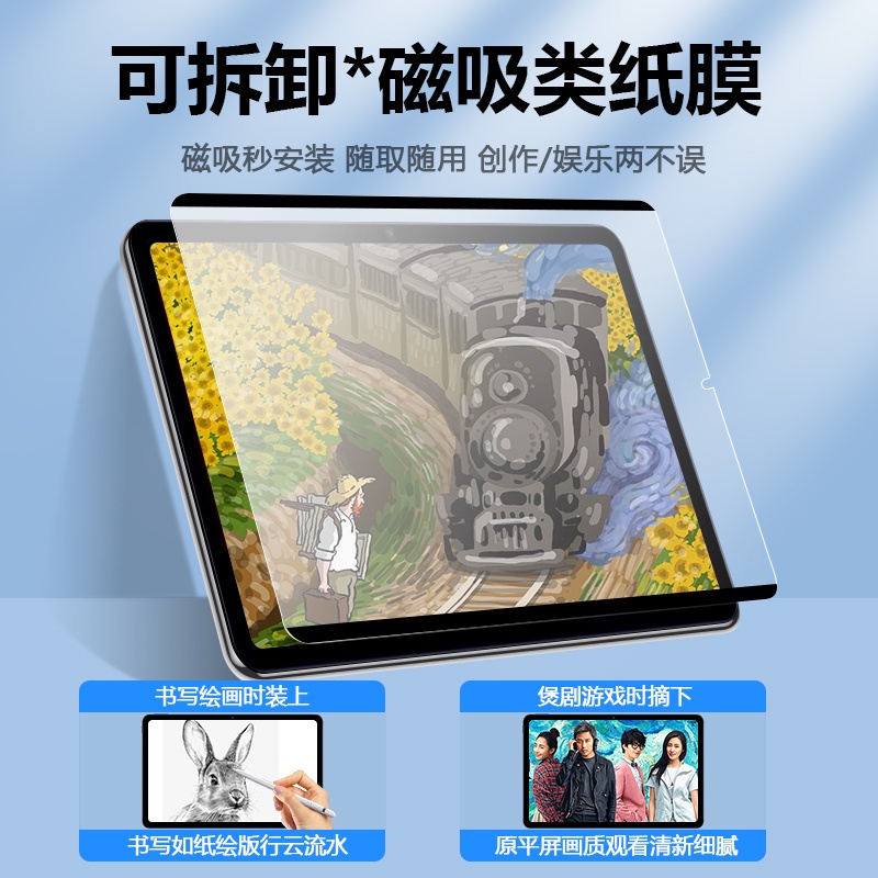 可拆卸 納米磁吸類紙膜 適用於 iPad 10 9 8 pro Air M5 2026 Air6 mini7 平板保護膜