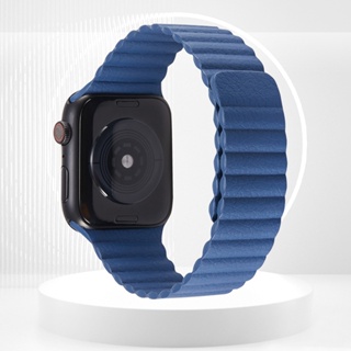 磁吸環蘋果皮革手錶帶兼容 Apple Watch 8ultra 7 6 5 4 3代 49 45 44 42 41 40