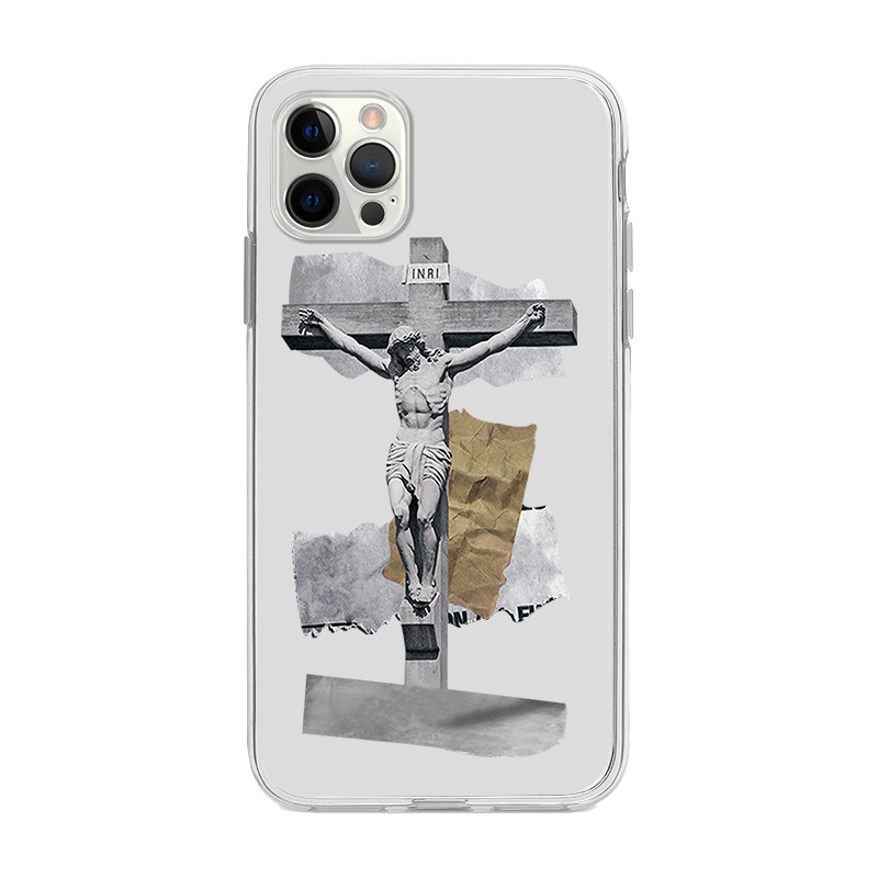 歐美十字架復古適用iphone15promax手機殼蘋果14/12mini小米9華為vivoS15/7plus透明xr6
