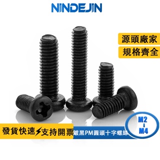 NINDEJIN 55pcs PM黑色螺絲十字圓頭螺絲盤頭十字螺絲機絲螺絲釘M2M2.5M3/M3.5/M4