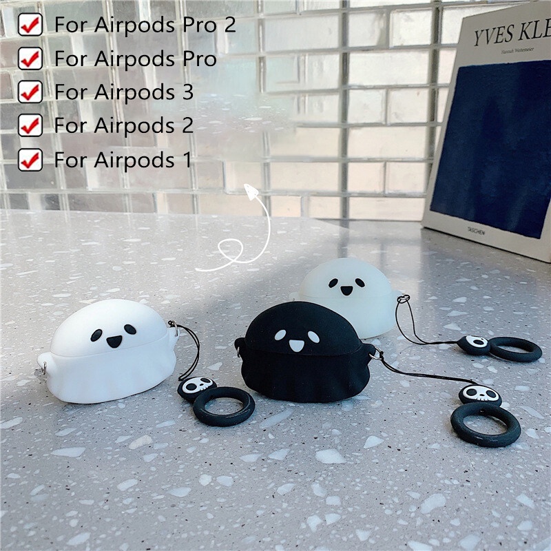 萬聖節噩夢幽靈耳機套適用於 Airpods 1 2 3 Pro 2 套矽膠藍牙無線充電盒套