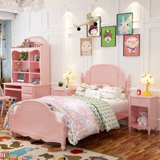 客製化兒童床 主題兒童床 粉色兒童床女孩公主床歐式夢幻ins網紅實木簡約兒童房臥室單人床