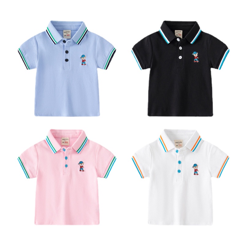 Soffny Kids Polo 衫男童棉 T 恤兒童服裝夏季休閒短袖嬰兒襯衫 Polo kemeja budak le