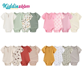 Kiddiezoom 4件組合 卡通夏季短袖寶寶連身衣哈衣 男女寶寶包屁衣 0-12個月嬰兒衣服