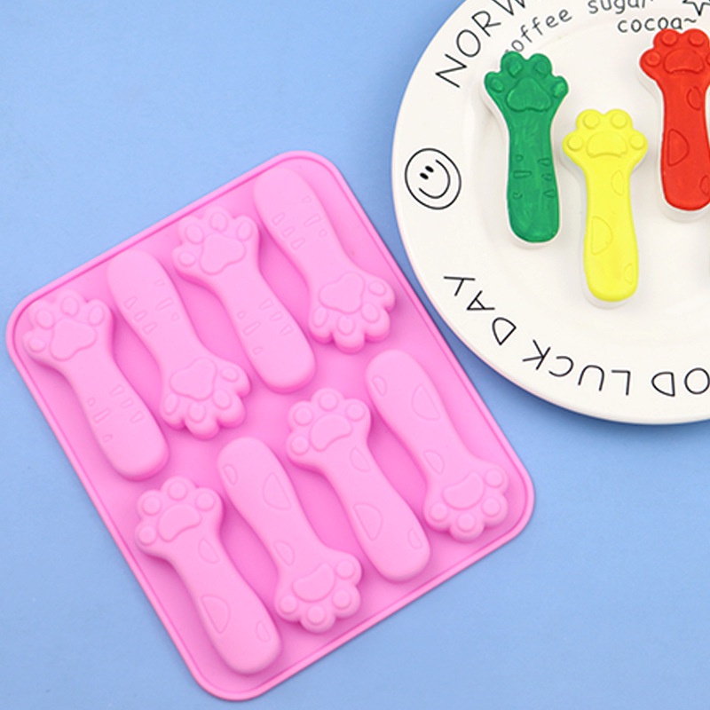 8連貓爪餅乾模矽膠巧克力模具芝士奶酪棒輔食磨牙棒模具蛋糕烘焙模具香薰石膏模具嬰兒磨牙工具