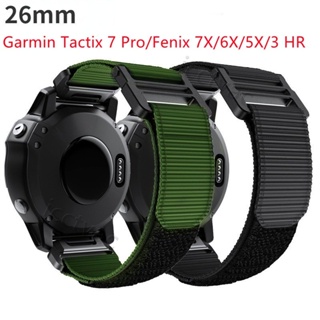 26mm適用於佳明Garmin Tactix 7 Pro/Fenix 7X/6X/5X/Fenix3尼龍魔術貼運動錶帶