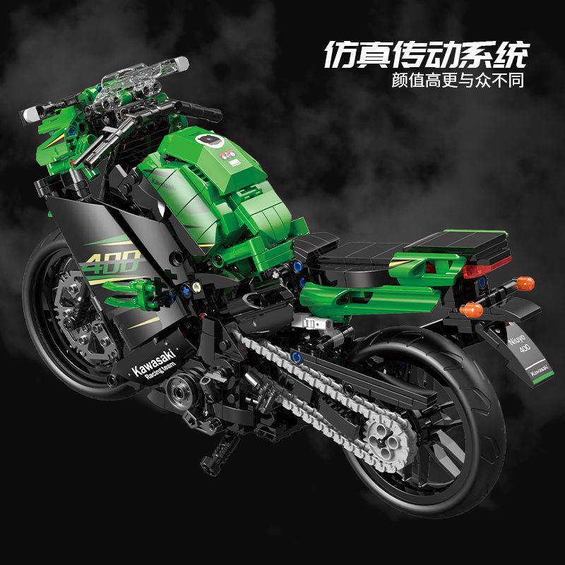 摩托車積木 兼容樂高積木川崎h2r摩托車系列忍者400模型成年高難度拼裝玩具