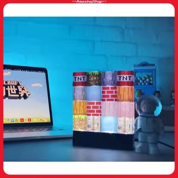 Minecraft 麥塊 RGB 夜燈 擺件 新年 禮物 男朋友 創世神 積木式 建築燈 電腦 桌面 裝飾 遊戲周邊