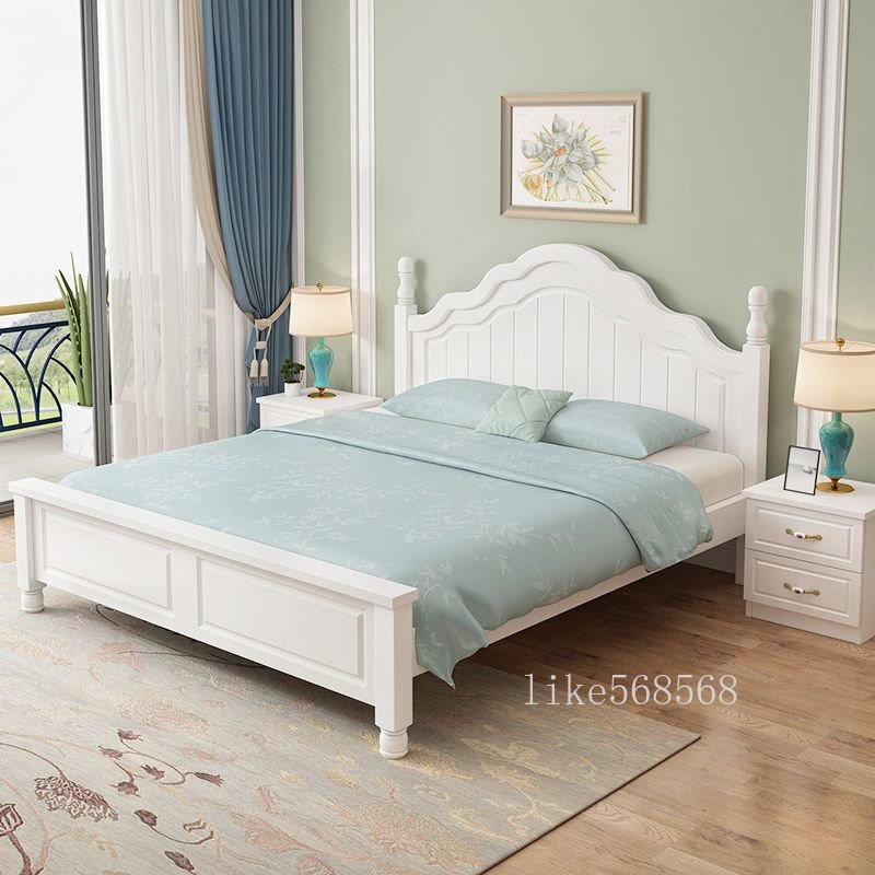 實木床 現代簡約 雙人床 經濟型 出租房用主卧 公主單人床 床架  單人床 床