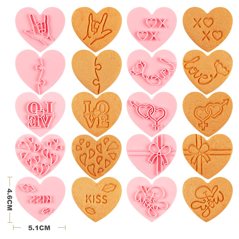 愛心LOVE情人節餅乾模具 10件套 烘焙用具 卡通糖霜餅乾模 造型餅乾 曲奇餅乾模具 餅乾造型模具 烘焙工具