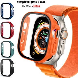 適用於 Apple watch Ultra 49 毫米錶帶智能手錶 PC 保險槓的玻璃+錶殼 + 屏幕保護膜鋼化保護套適