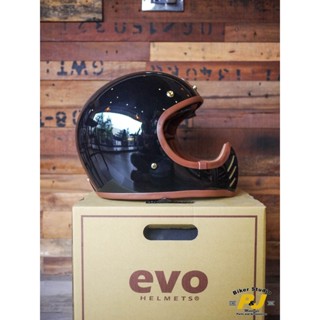 P&J 松山店 免運費優惠中 EVO 內墨鏡 山車帽 系列 咖啡皮革邊 復古 老味 全罩 山車 安全帽 復古黑