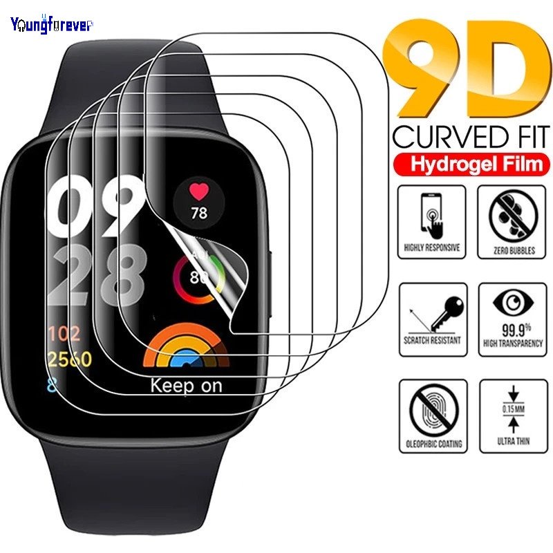 REDMI XIAOMI 適用於小米紅米手錶 3 的全覆蓋高清透明智能手錶屏幕保護膜無氣泡 TPU 柔軟防刮水凝膠膜
