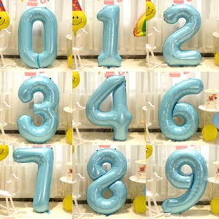 【現貨~24h發】韓國ins40寸藍色鋁膜數字氣球寶寶週歲兒童生日派對裝飾拍照道具
