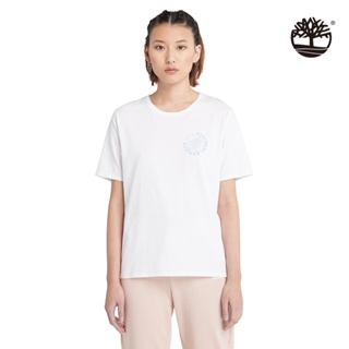 Timberland 女款白色有機棉胸前圓形LOGO短袖T恤|A6AVM100