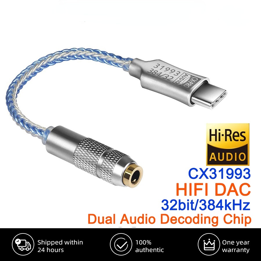 Usb C 型轉 3.5mm 音頻適配器 CX31993 HiFi DAC 耳機放大器音頻接口耳機放大器 SNR128d