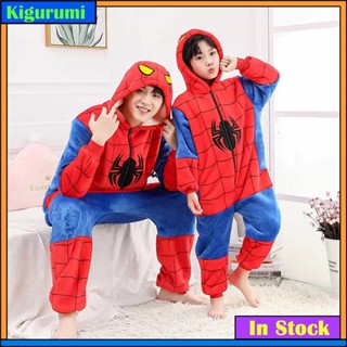 中性 Kigurumi 蜘蛛俠 Stitch 皮卡丘卡通法蘭絨睡衣女式男式連帽睡衣連體衣連身褲