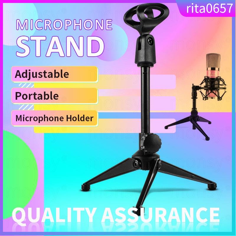 Microphone Stand Portable Metal Adjustable Height Desk Stand