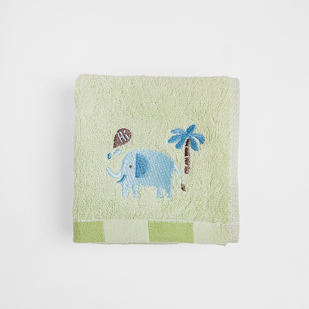 【HOLA】動物數字純棉抗菌兒童方巾-大象
