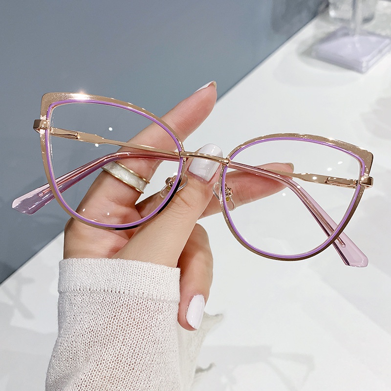 2023 防藍光女士貓眼眼鏡框超大光學眼鏡框透明眼鏡