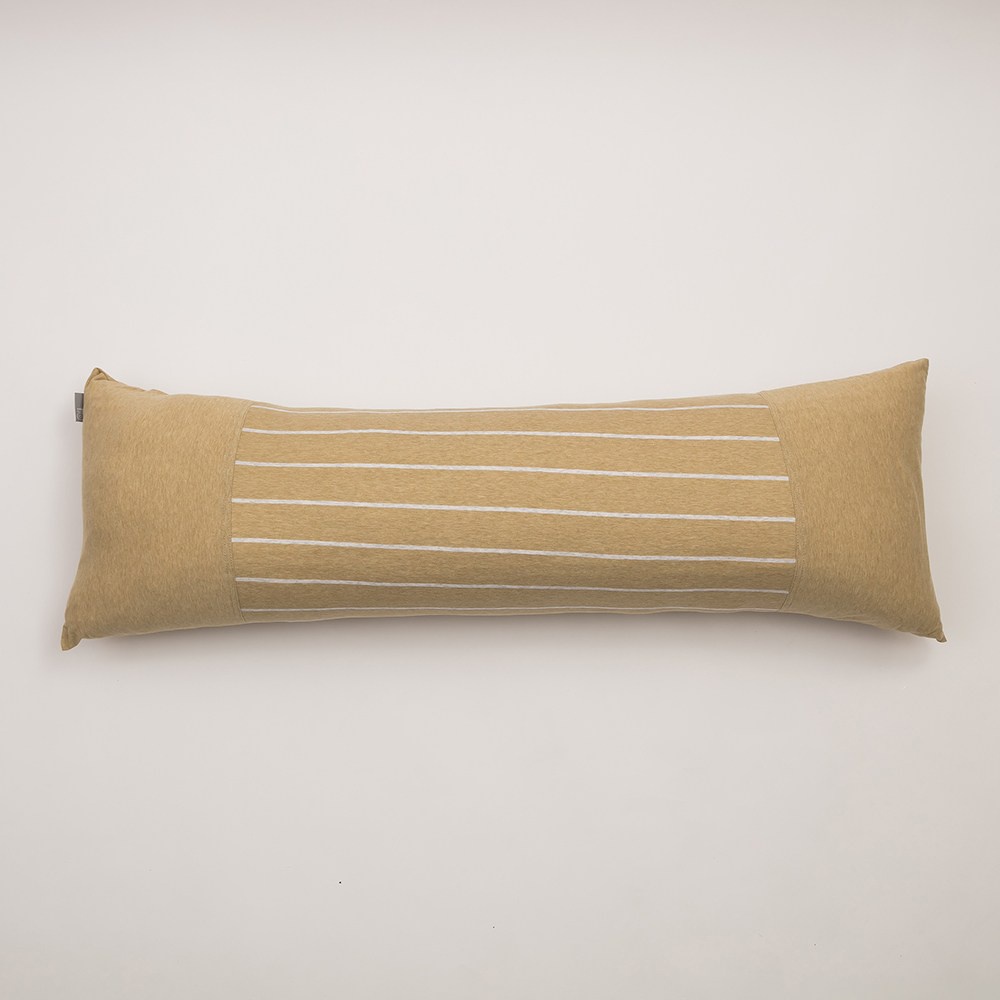 【HOLA】 自然針織雙針條紋長抱枕-120x40cm 燕麥黃