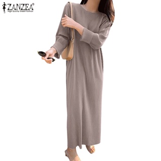 Zanzea 女式韓版時尚派對百褶設計長袖 H 形連衣裙