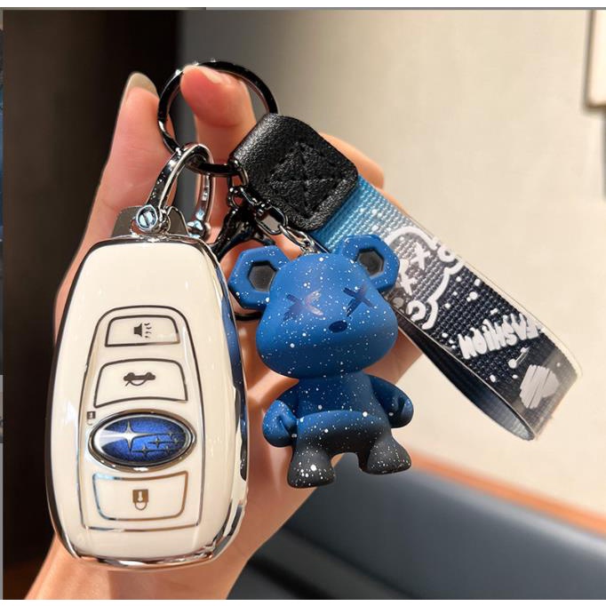 SUBARU 用於斯巴魯專用鑰匙包 Forester Legacy Outback 汽車鑰匙包 XV 高檔男女鑰匙圈套