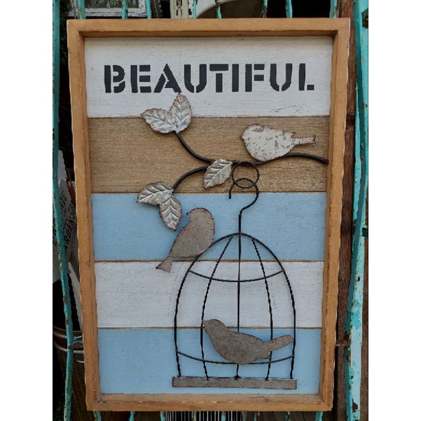🔥現貨🔥   日雜 - 立體鳥籠圖案 仿舊鐵+木壁飾