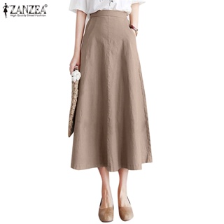 Zanzea 女士韓國日常優雅純色鬆緊腰袋超短裙