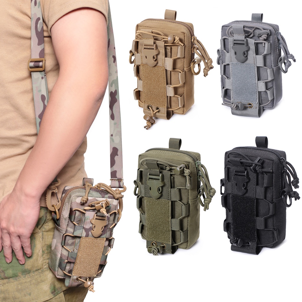 戰術 Molle 腰包軍用水壺袋戶外背心包 EDC 工具手機支架保護套狩獵配件腰包