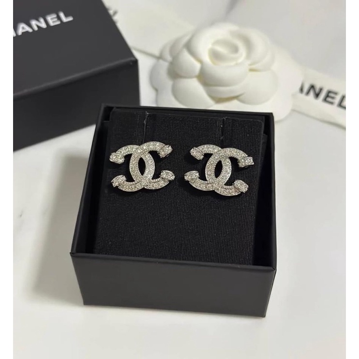 台灣現貨🇮🇹23800 香奈兒Chanel 23P雙C水鑽耳環
