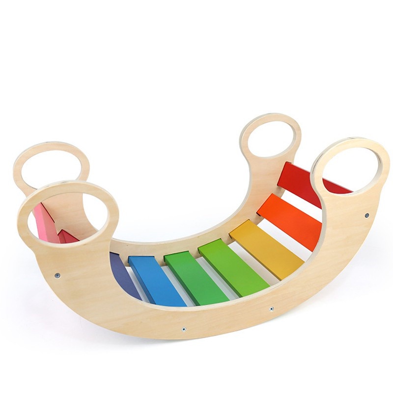 Familygongsi 木製兒童多功能彩虹 搖搖椅 攀爬互動體能訓練 幼兒園玩具 早教益智玩具
