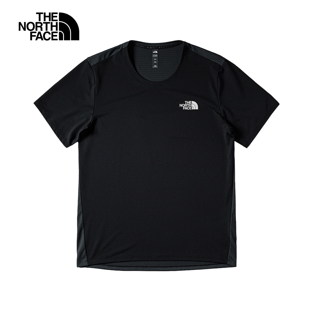 The North Face北面男款黑色拼接吸濕排汗透氣短袖T恤｜81QYJK3