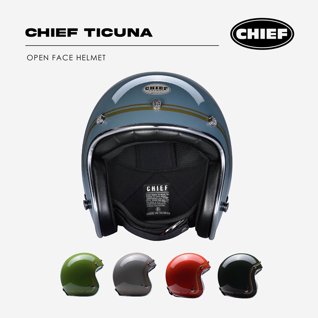 『EN安全帽』免運 Chief Ticuna ll 復古 安全帽 金線條 5色 復古安全帽 3/4安全帽 多種顏色