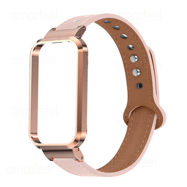 小米手環 7Pro / Redmi 手環 Pro 細款雙釘真皮錶帶 搭配金屬邊框 時尚百搭 紅米手環Pro錶帶 腕帶