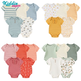 Kiddiezoom 5件組合 現貨夏季短袖嬰兒卡通連身衣 男女寶寶包屁衣 0-12個月嬰兒衣服