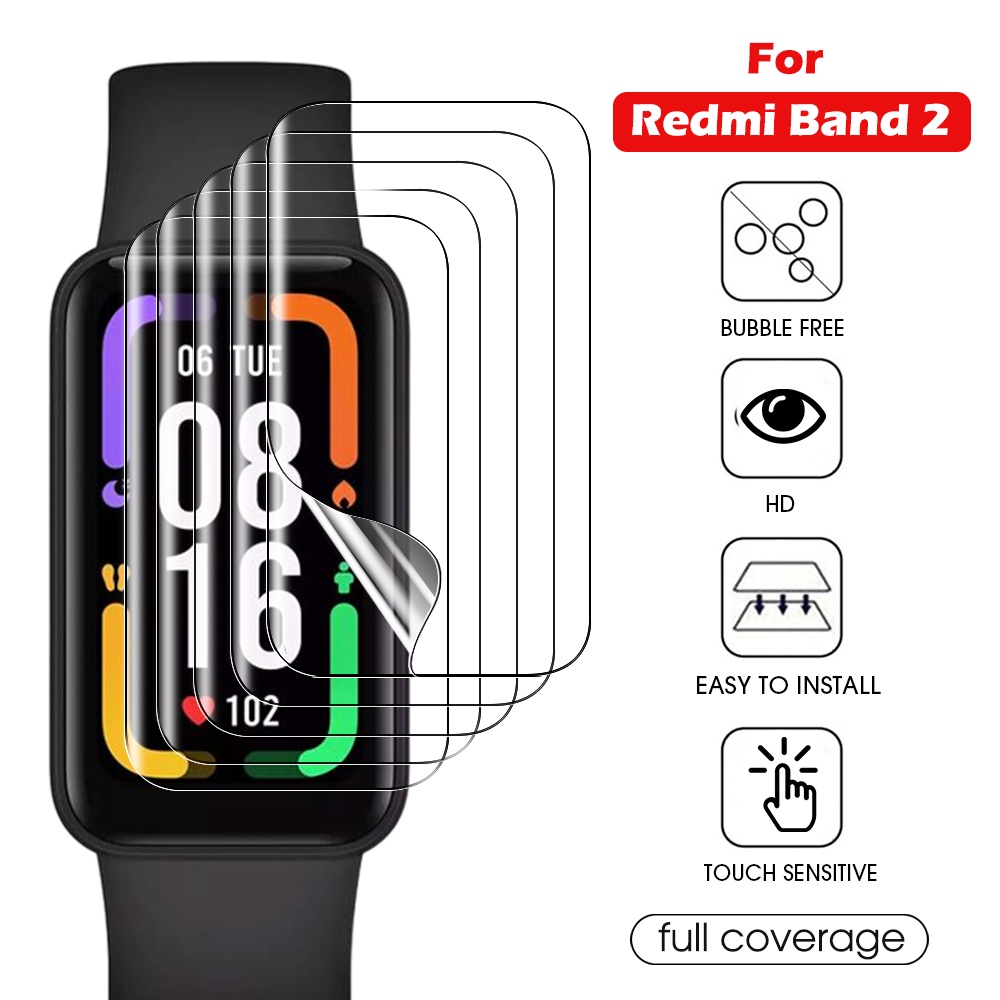 REDMI 高清超清防污手錶膜智能手錶水凝膠膜全覆蓋保護膜手錶屏幕貼膜適用於紅米手環 2