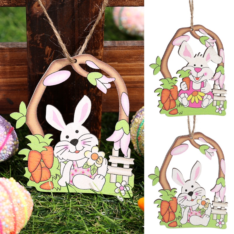 【批發價】5個起批復活節彩色兔子吊墜禮物標籤/復活節裝飾兔子門掛飾派對裝飾