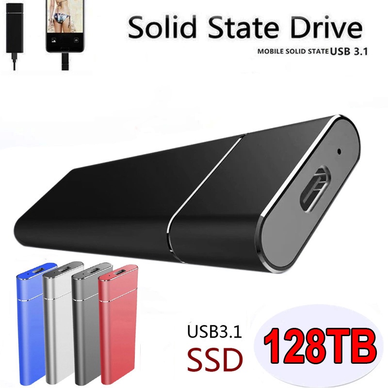 便攜式高速外置固態硬盤 1TB 2TB 64TB 128TB SSD 移動存儲設備 USB3.1 筆記本電腦硬盤