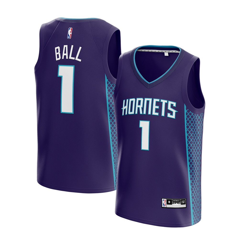 Ungu 球衣 Lamelo Ball 夏洛特黃蜂隊 1 紫色紫色 Swingman 籃球 NBA 襯衫 T 恤 T 恤