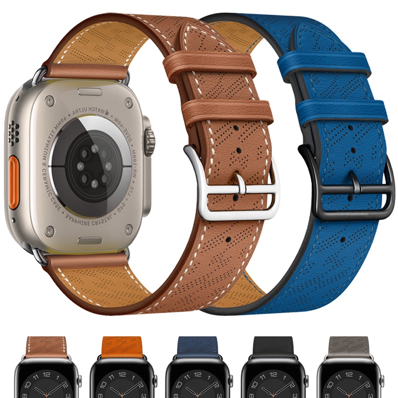 運動錶帶呼吸皮革錶帶兼容蘋果手錶 49 毫米 41 毫米 45 毫米 Iwatch 超 8 7 Se 6 5 4 2 4