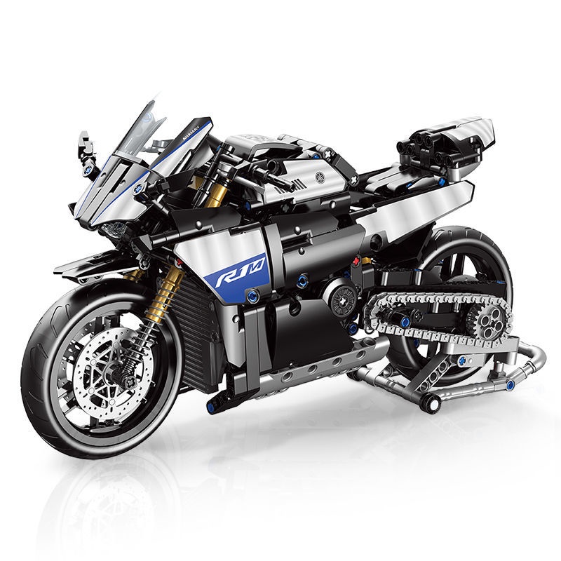 摩托車積木 兼容樂高積木雅馬哈R1摩托車機車川崎h2r高難度拼裝忍者400玩具