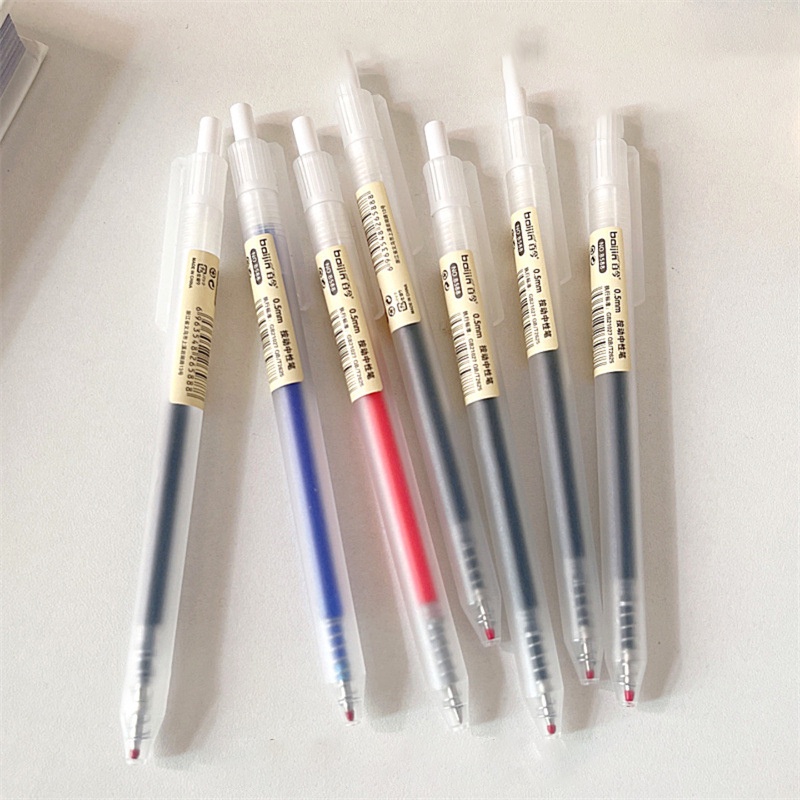 Muji-style中性筆ins中性筆0.5mm黑紅藍毛筆題筆水筆子彈頭