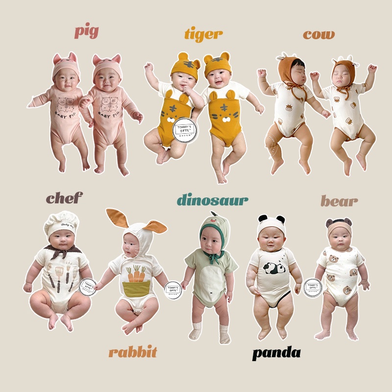 Ins夏季嬰兒連身衣寶寶韓版可愛動物造型連身衣新生兒連體衣寶寶衣服0-24個月