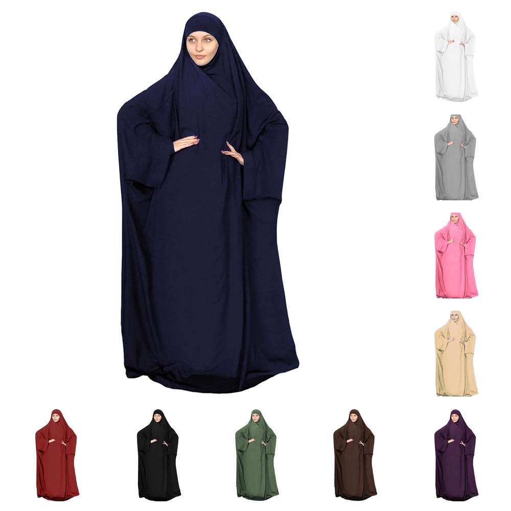齋月穆斯林一件祈禱頭巾連衣裙服裝連帽吉爾巴布女士罩吉爾巴布