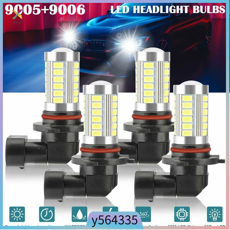 4X 9005 9006 Combo Headlight Bulbs High Low Beam Kit HB3 650