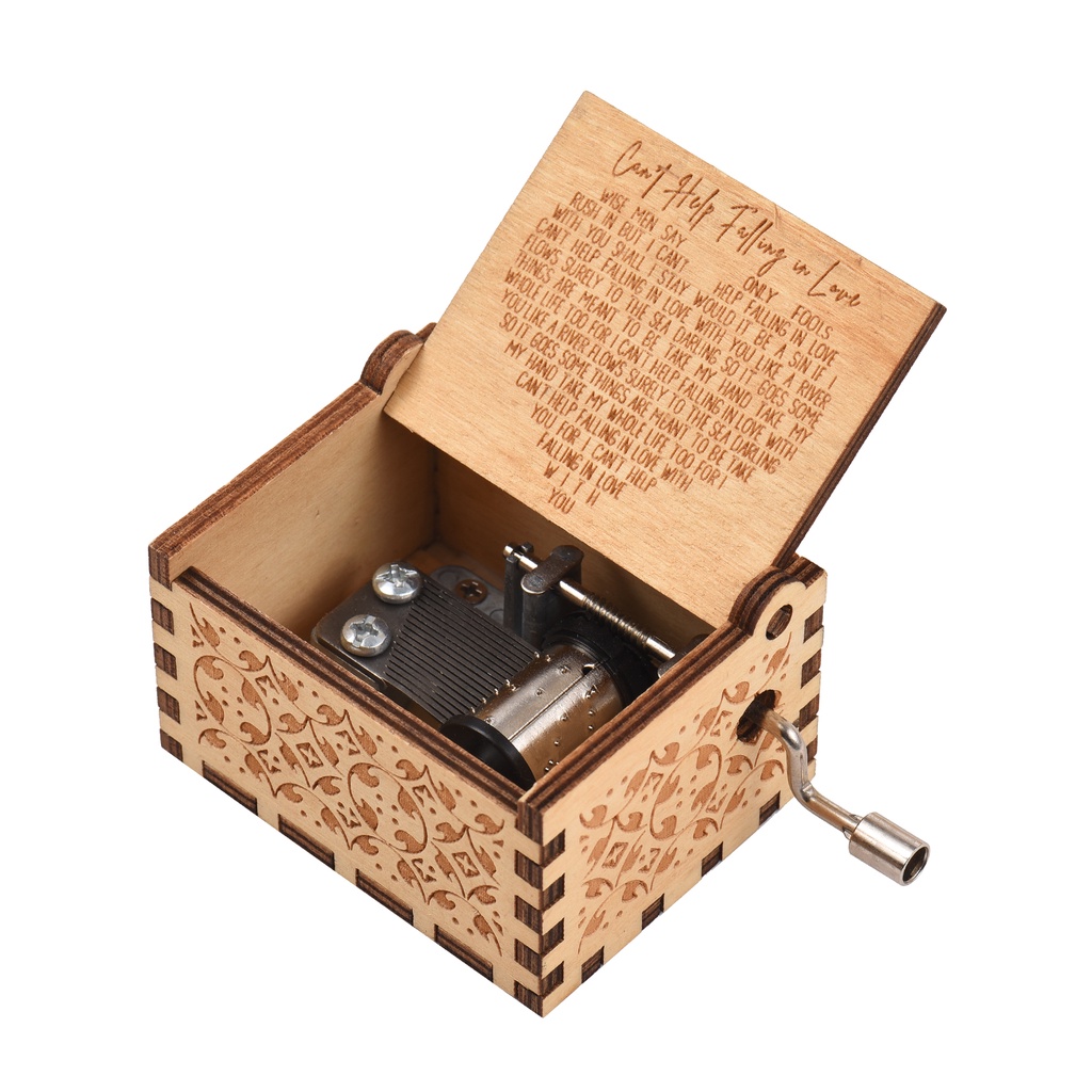 復古木製音樂盒手掌大小手搖木盒音樂盒精美雕刻木製音樂小工具與旋律不能[11][新到貨]