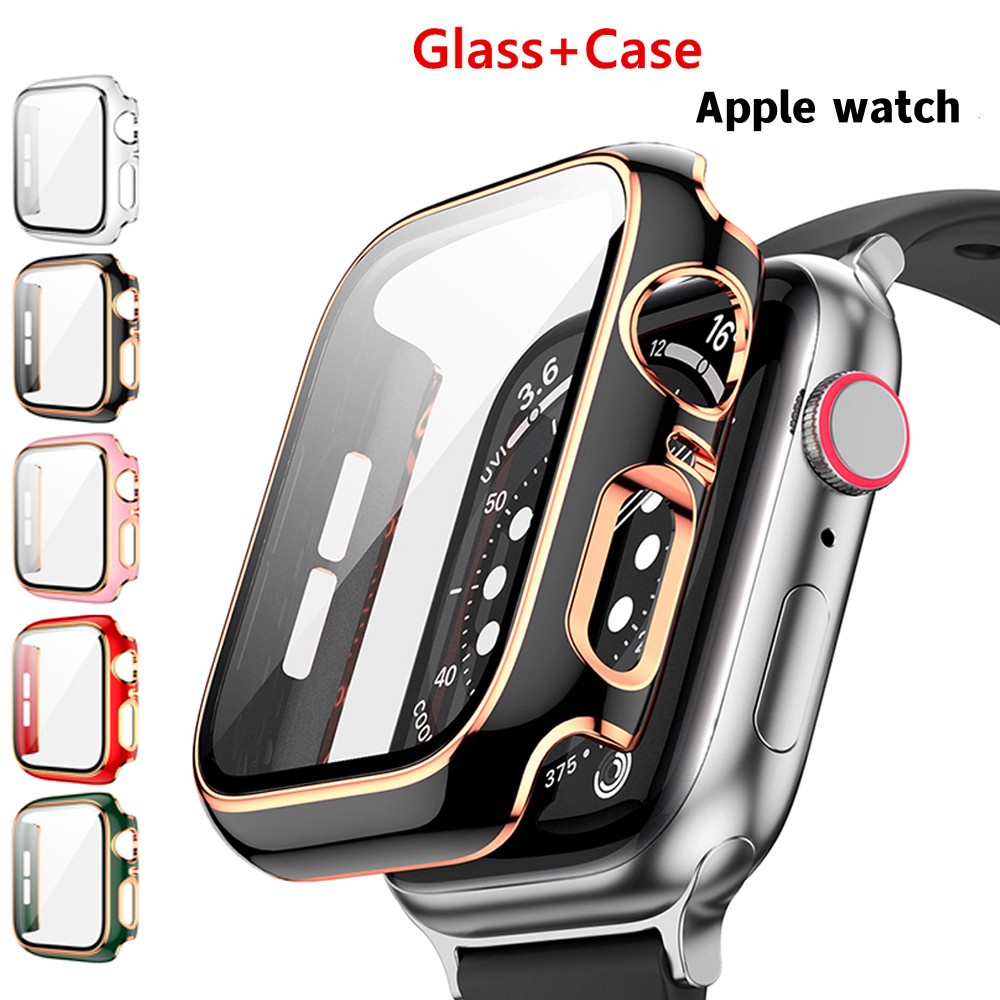 電鍍雙色 殼膜一體 適用於 Apple Watch 8 7 6 5 8代 41mm 45mm 蘋果手錶保護殼 全包硬殼
