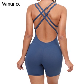 Wmuncc 瑜伽連身衣女式提臀緊身運動褲提臀健身內衣健身房套裝