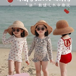 韓國童裝 女童可愛卡通泳衣女寶寶夏季露背連身泳衣兒童外出沙灘衣潮